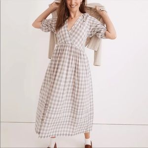Madewell lavender plaid midi dress